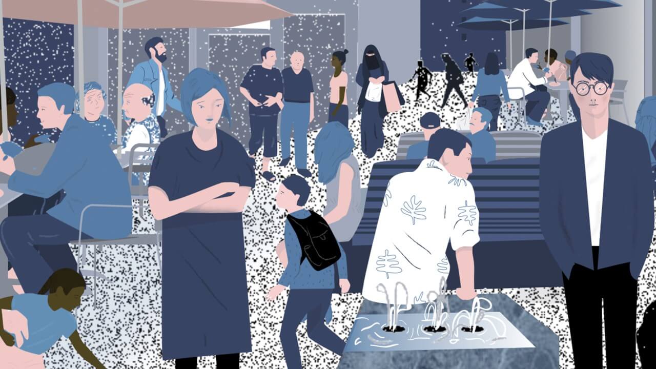 Город справедливых людей. Съезд руководителей. Человек на небоскребе. Люди на улице города. Город справедливых людей.